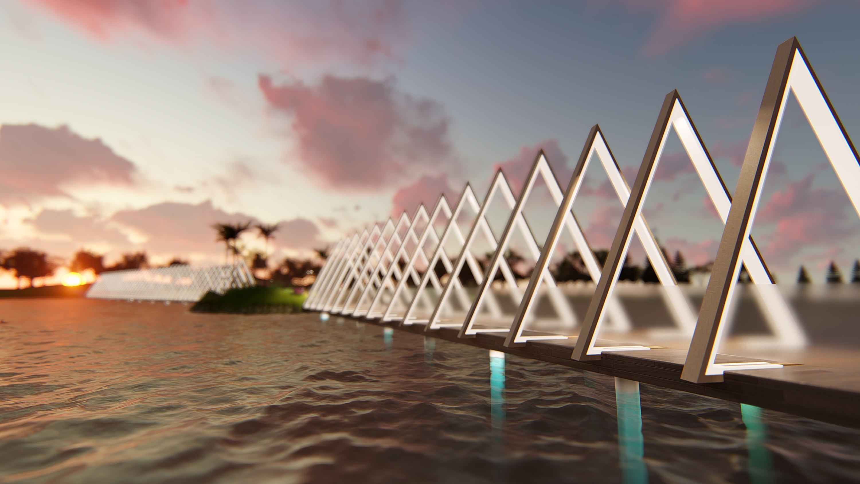 天籁湖人工湖观光桥梁设计