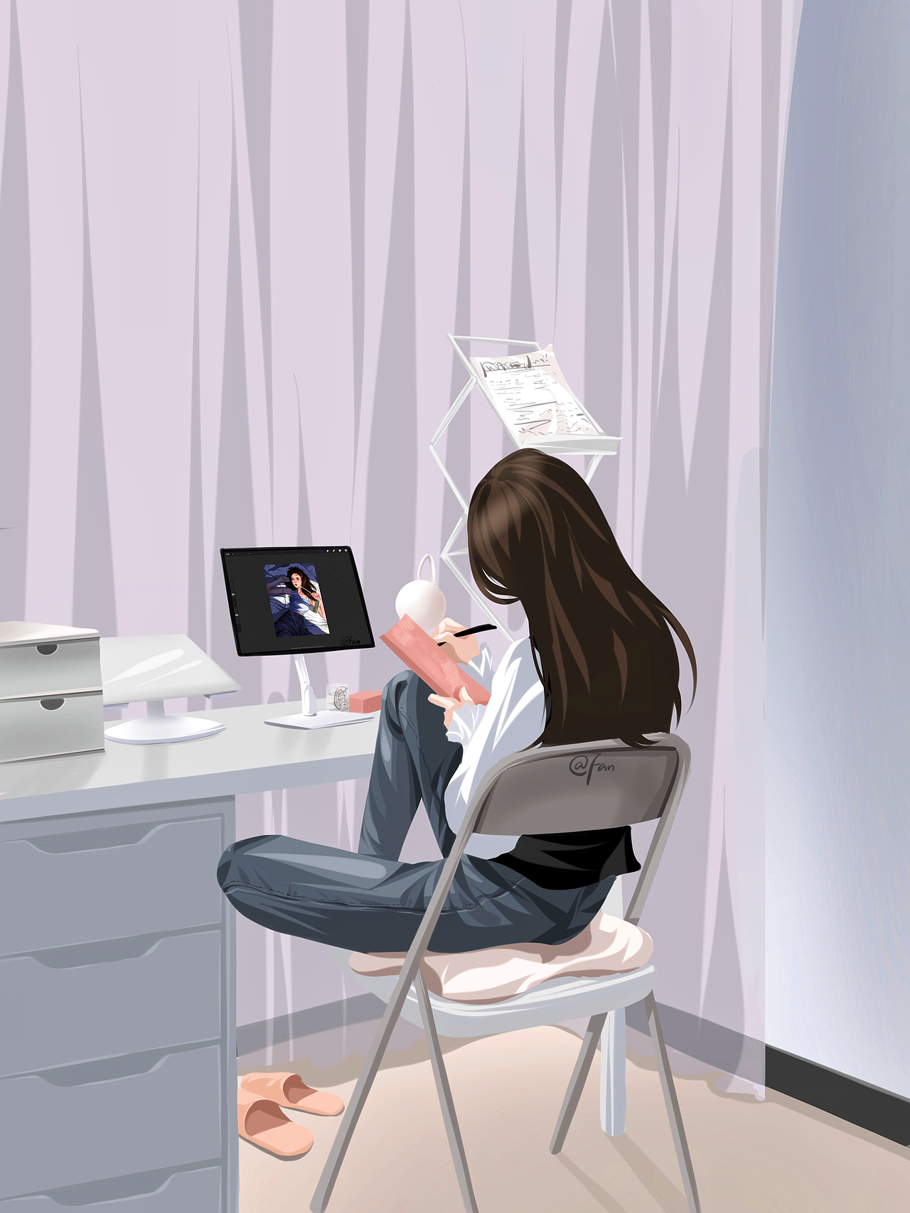 插画|独居,一个人从白天到黑夜