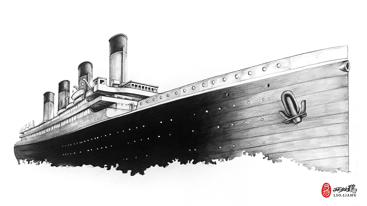 泰坦尼克号简笔画儿童图片