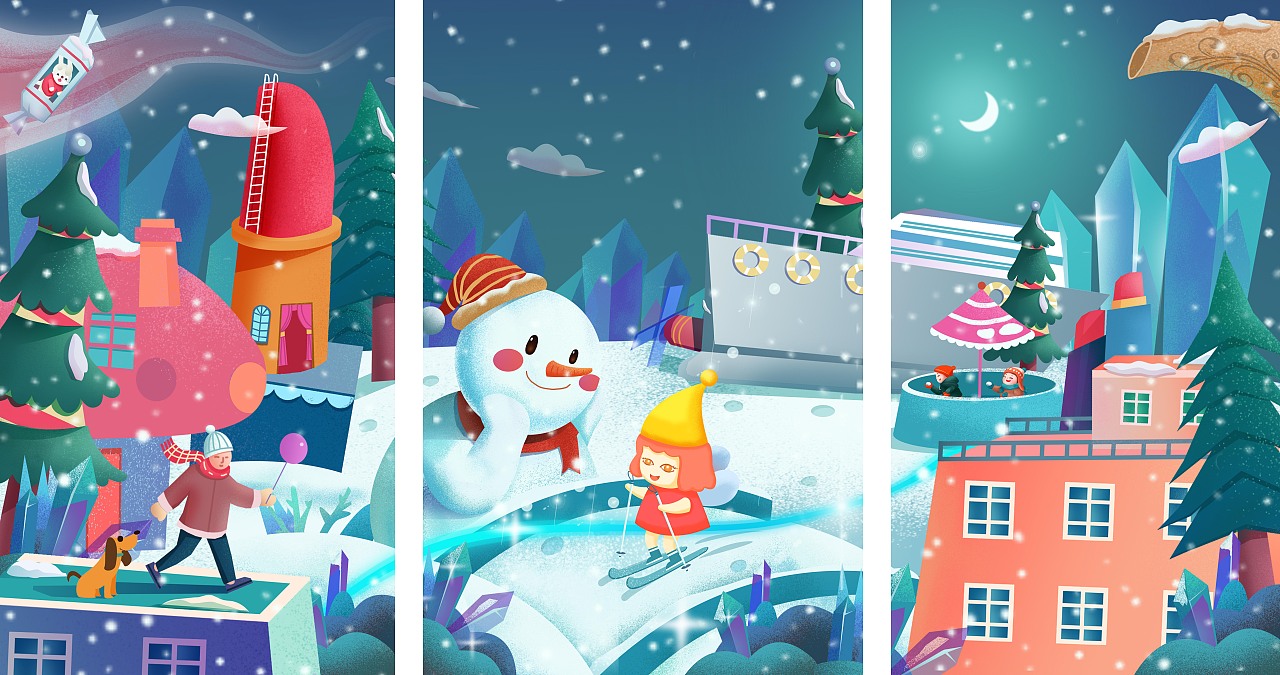冬季插画（图ZMTg4NDgyNjI4） - 商业插画 - 站酷设计师马良C原创素材 - 站酷ZCOOL