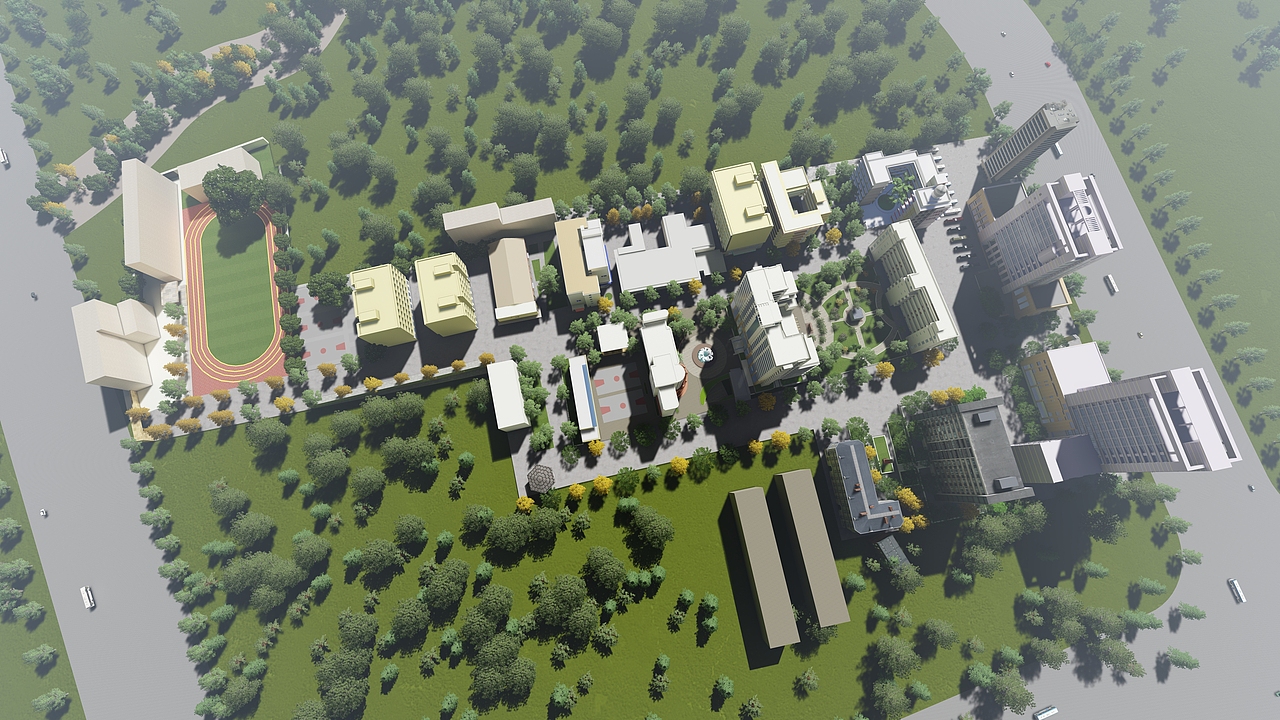 大学某校区鸟瞰图（图ZMjAyMDc3MjY0） - 建筑设计 - 站酷设计师BET不会设计原创素材 - 站酷ZCOOL