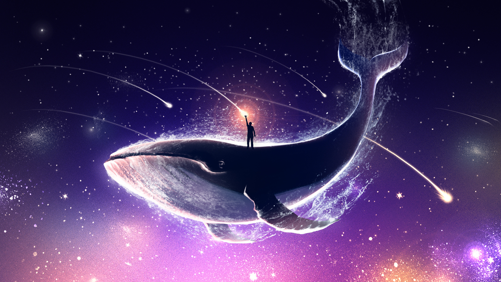 手绘漂亮的鲸鱼插画图片-图行天下素材网