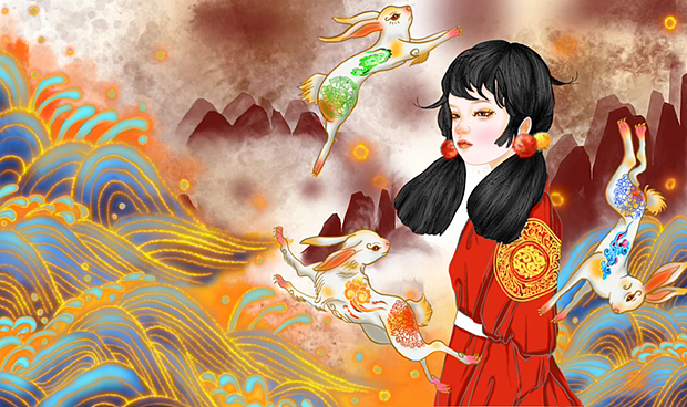 山海月神（图ZMzE4OTczNDMy） - 商业插画 - 站酷设计师兔子45原创素材 - 站酷ZCOOL