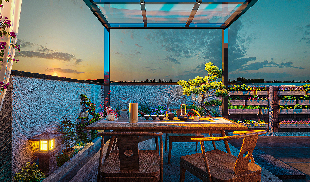 花园映晚霞（图ZMTk1OTc1NTM2） - 家装设计 - 站酷设计师悅來閣主原创素材 - 站酷ZCOOL