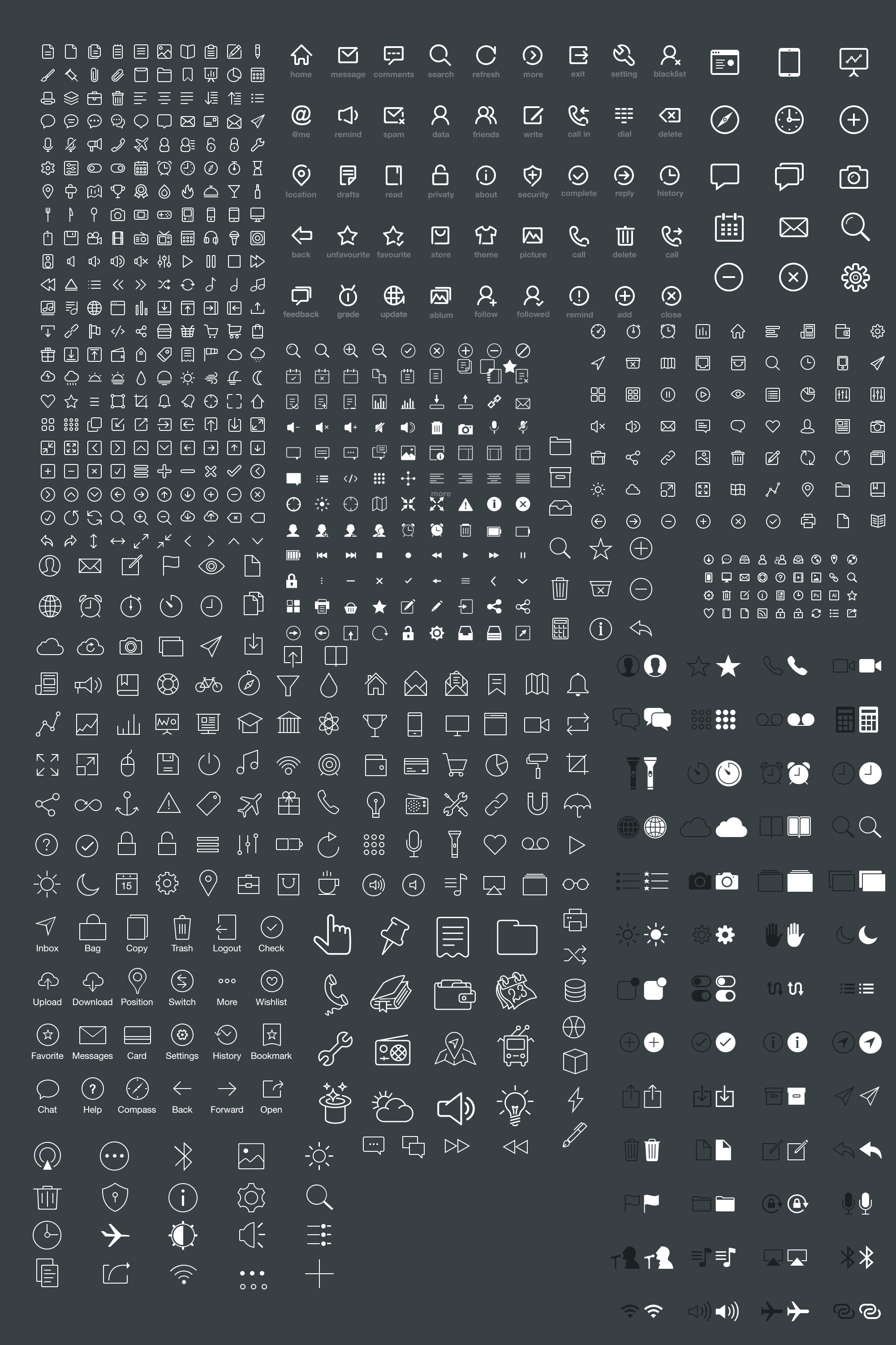 网页和移动端常用的白色线描图标集合(一)