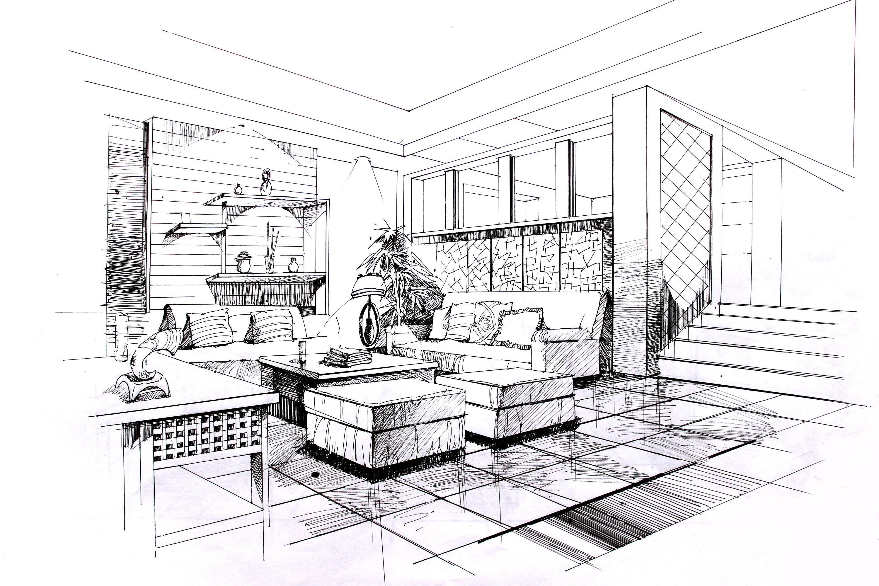 手绘 马克笔 勾线笔|空间|室内设计|林多一木 - 原创作品 - 站酷