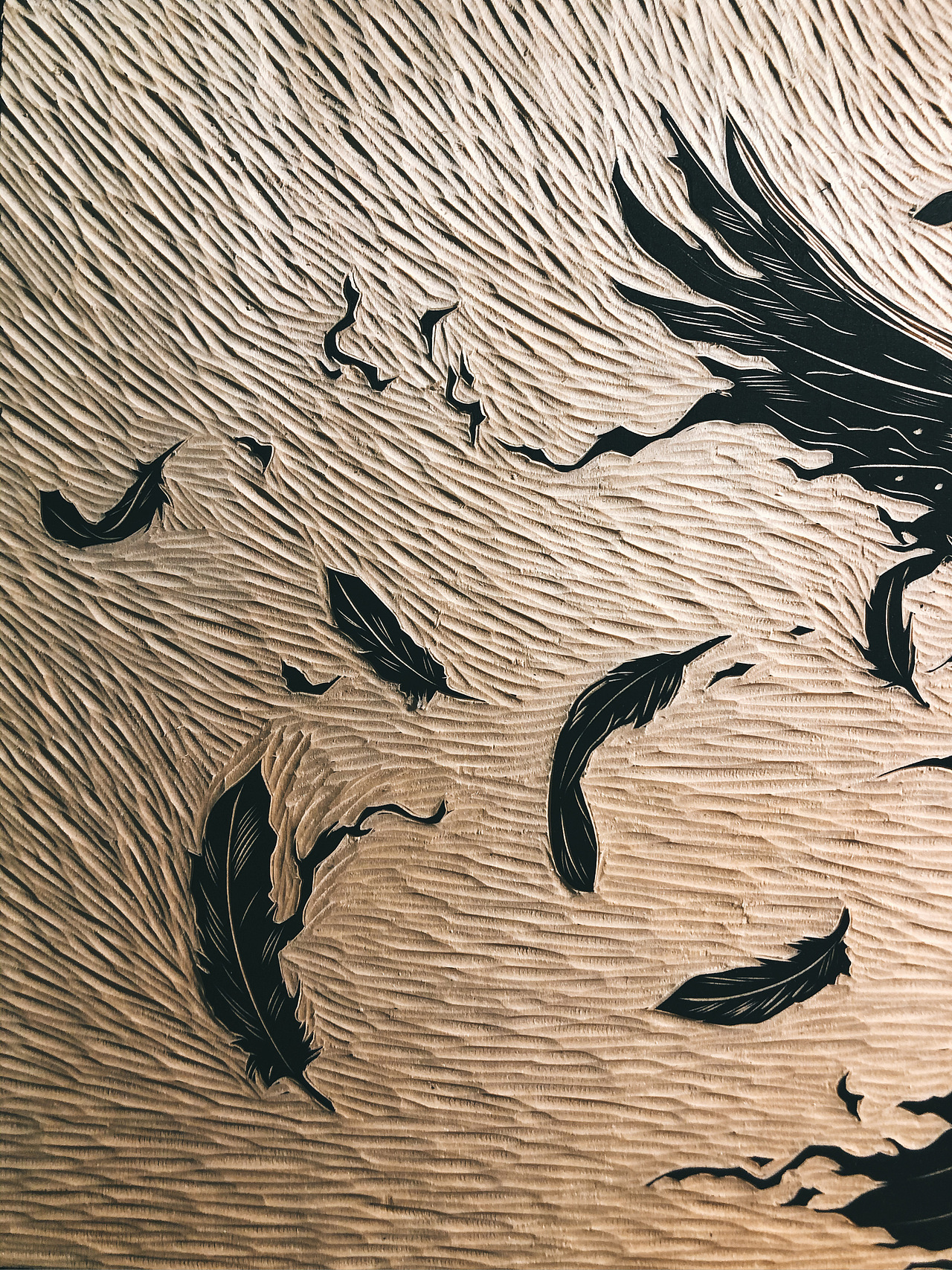 新作手工雕刻黑白木刻版画装饰画艺术品