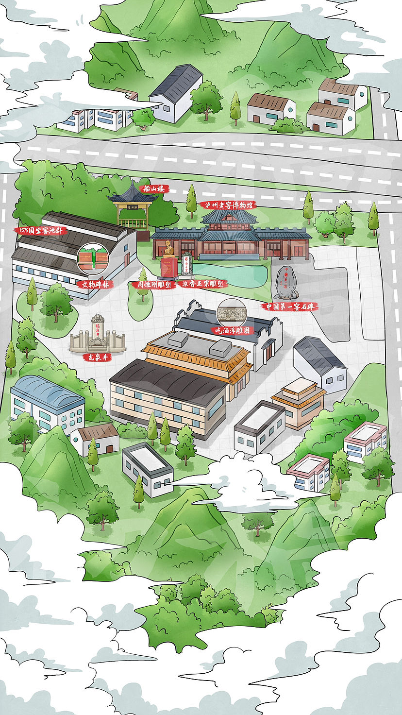 泸州老窖酒厂.手绘地图（图ZMzY3MTA3NDY4） - 商业插画 - 站酷设计师手绘地图原创素材 - 站酷ZCOOL