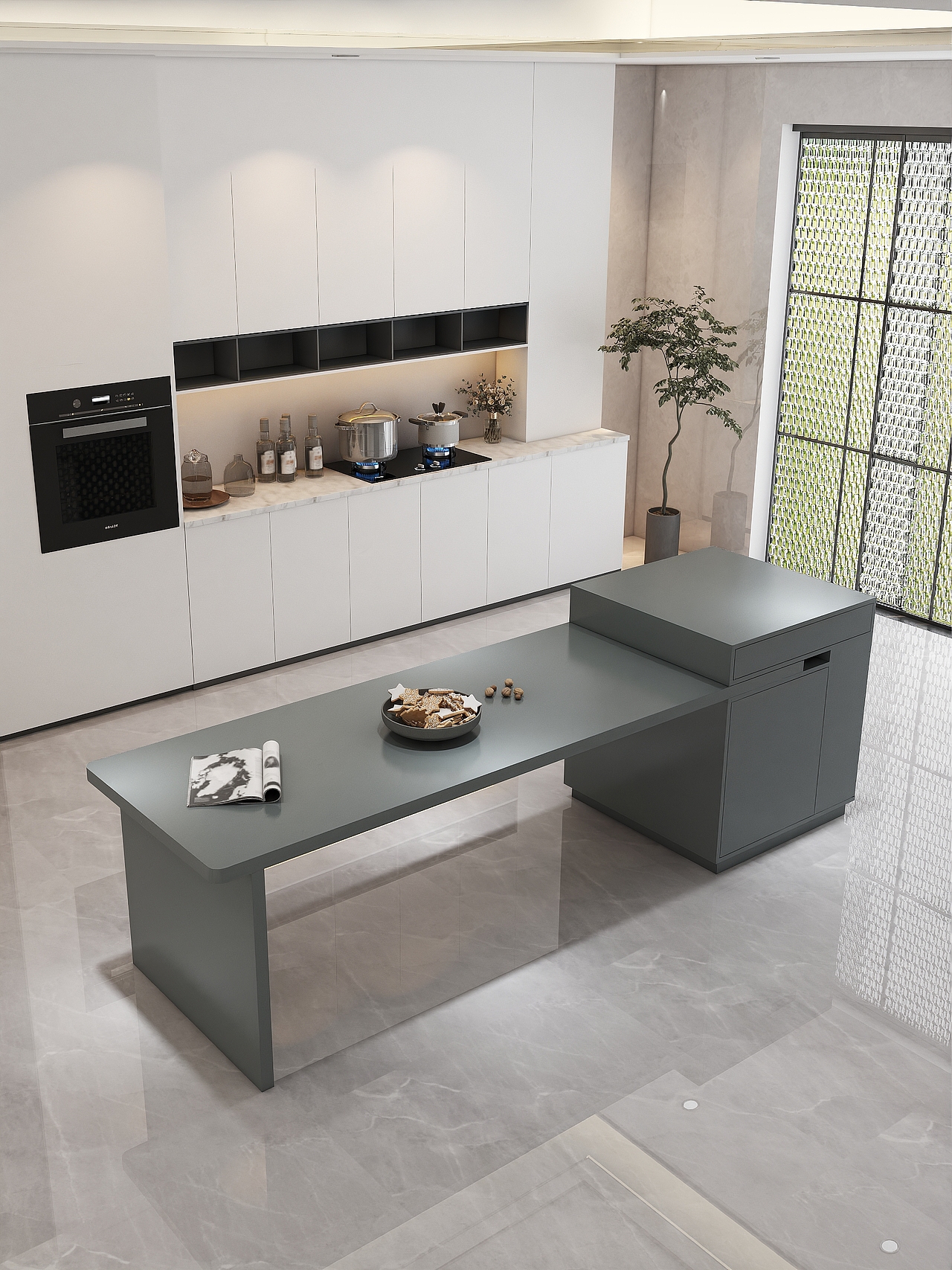 家具成品效果图-伸缩岛台