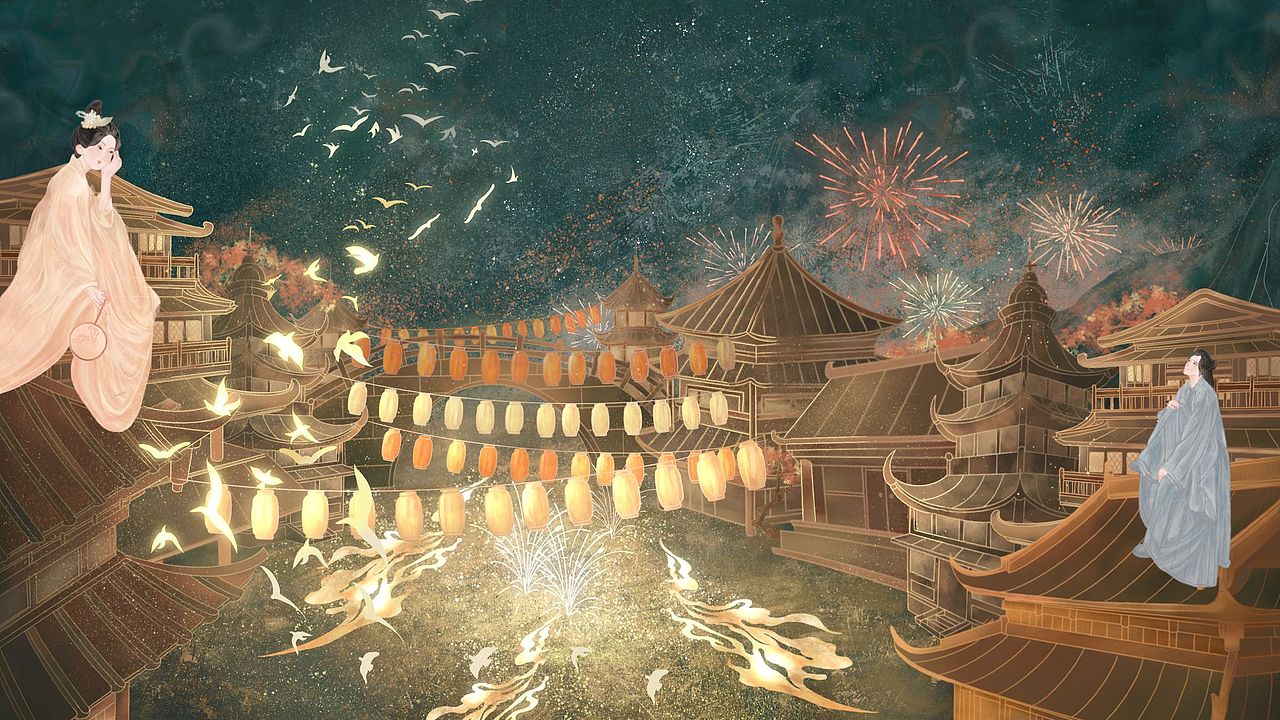 诗中情画中意——横版（图ZMzYwOTgxMjM2） - 艺术插画 - 站酷设计师长林乔原创素材 - 站酷ZCOOL