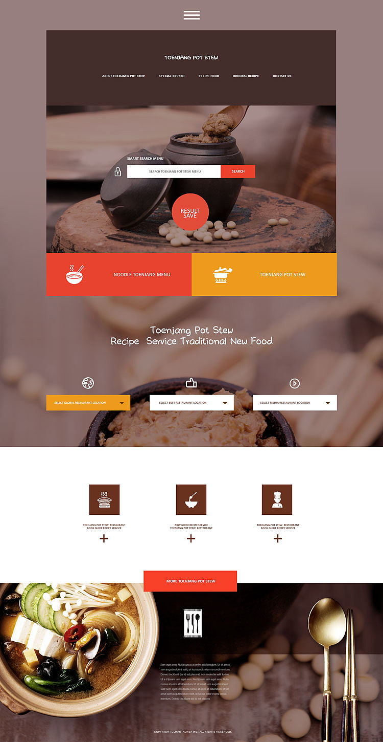 简洁中西式美食餐饮外卖预订官网首页专题UI界面设计