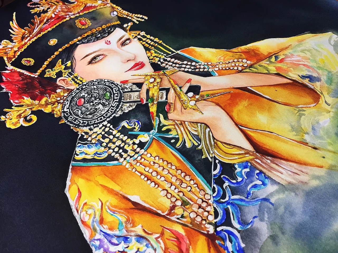 水彩手绘古风人物步骤