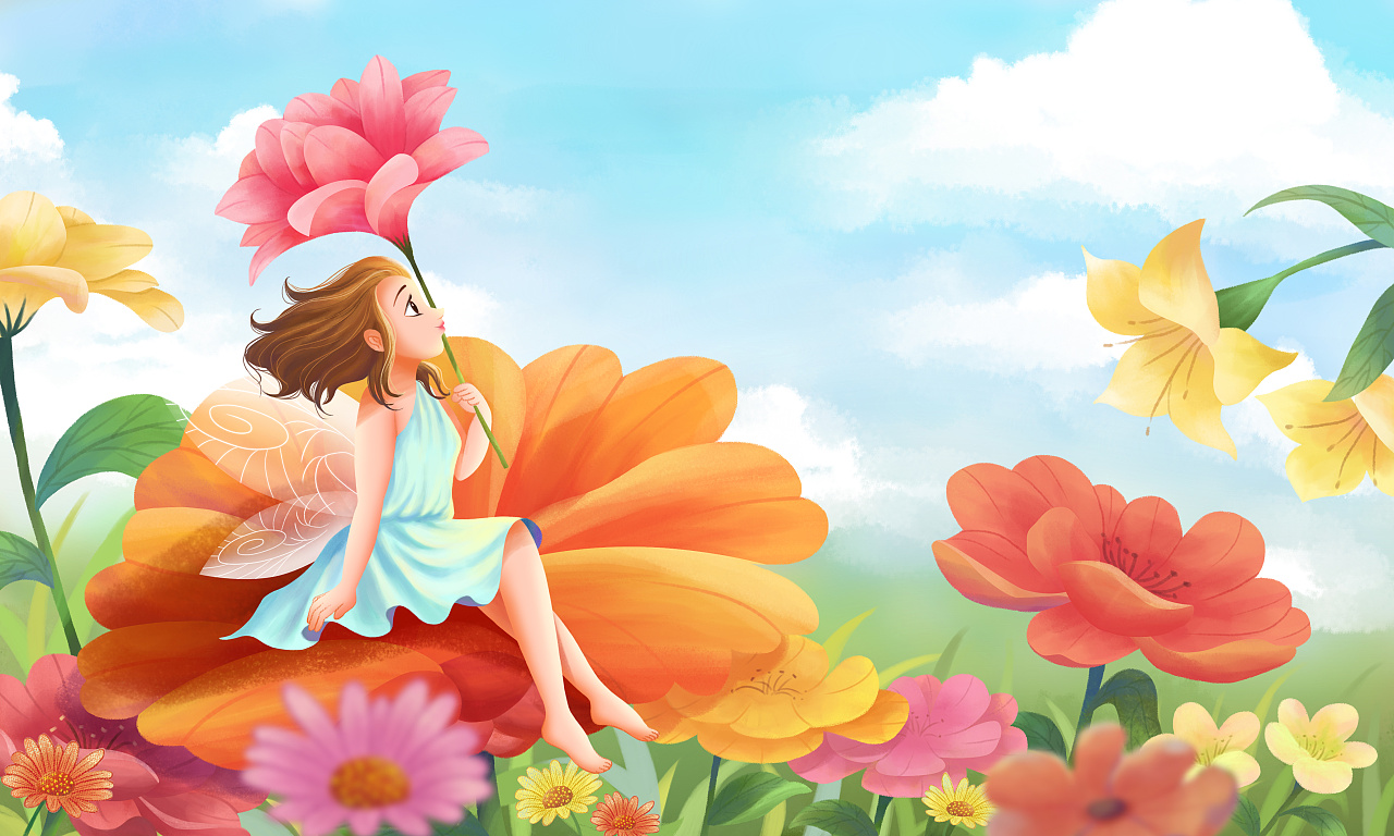 立春花仙子坐花丛中|插画|商业插画|一宁儿插 - 原创作品 - 站酷