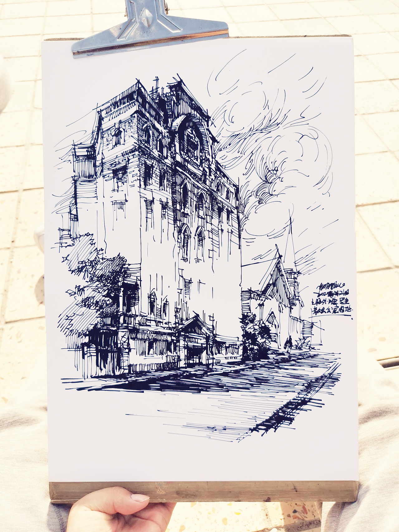 外滩钢笔速写建筑写生