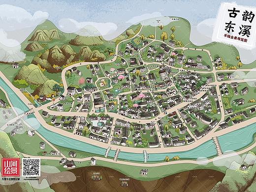 古韵东溪 古风手绘地图