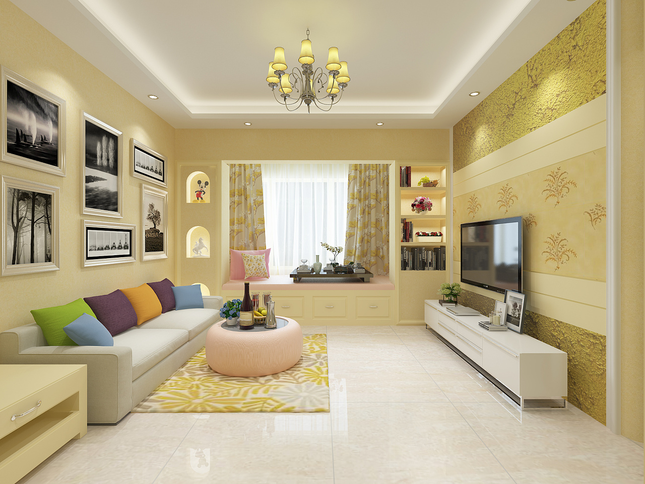 现代客厅室内装修效果图设计高清图片下载-正版图片500413937-摄图网