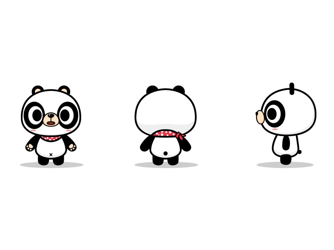 卡通熊猫三视图图片