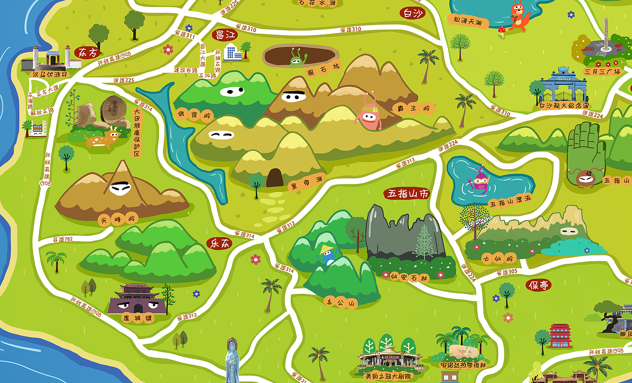 海南手绘地图