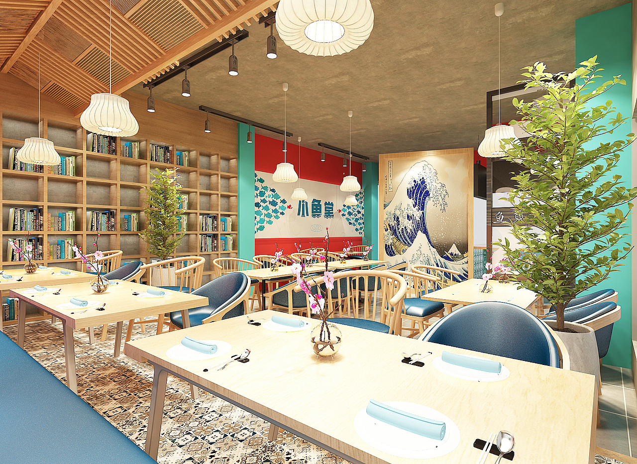 纸包鱼店面效果图 店面设计