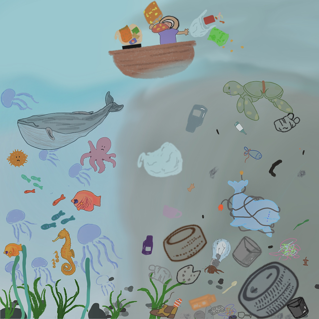 海洋污染 地球守卫者 原创作品 站酷 Zcool