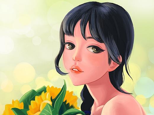 向日葵女孩（个人主页-ZNTQ3NjIxNDQ=） - 创作习作 - 站酷设计师leanana原创素材 - 站酷ZCOOL