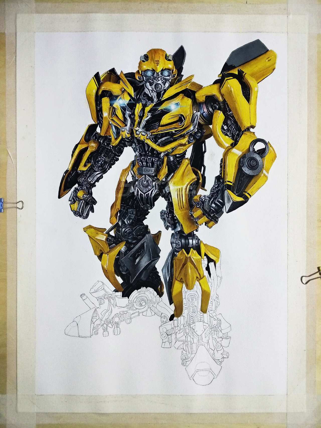 水粉画变形金刚bumblebee