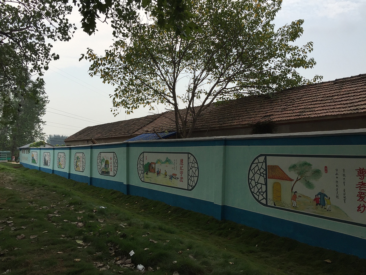 新农村围墙彩绘、文化墙绘设计、乡村墙体画