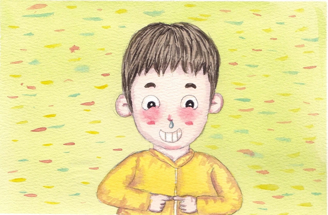 这就是他，每当我和他进行“亲切友好”的交谈时，他的嘴上总是挂着坏笑，他的鼻子也总是挂着一抹“清澈”的鼻涕。