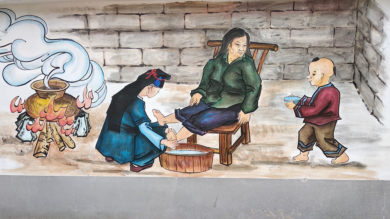 哈尼族文化墙体彩绘碧约支系锦泰彩绘13619634903