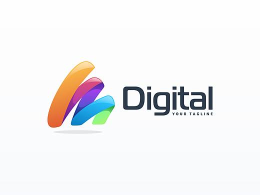 国外炫彩几何标志logo素材AI格式