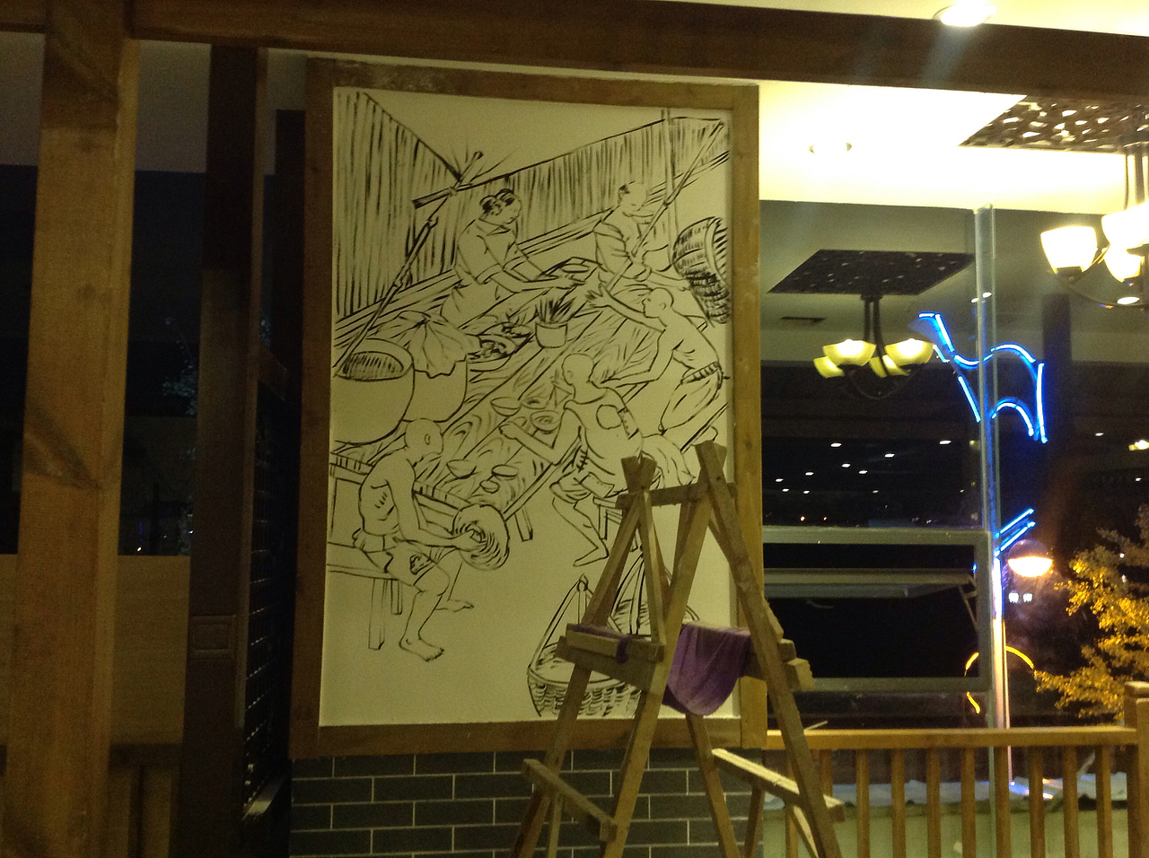 火锅店墙绘,餐饮墙绘,串串店墙绘,成都墙绘