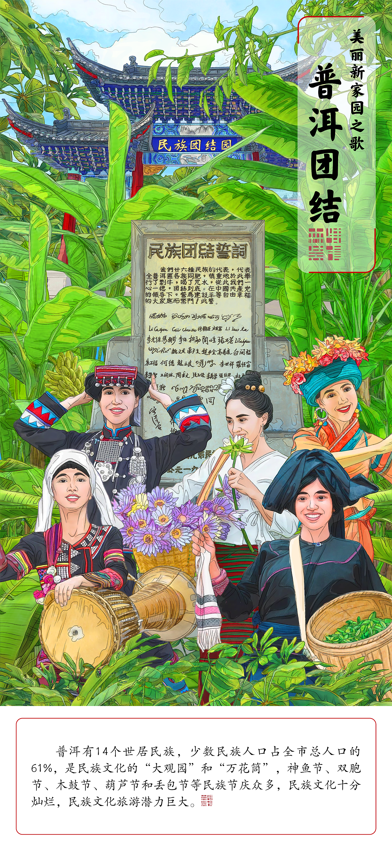 《美丽新家园之歌·这里是普洱》插画绘制