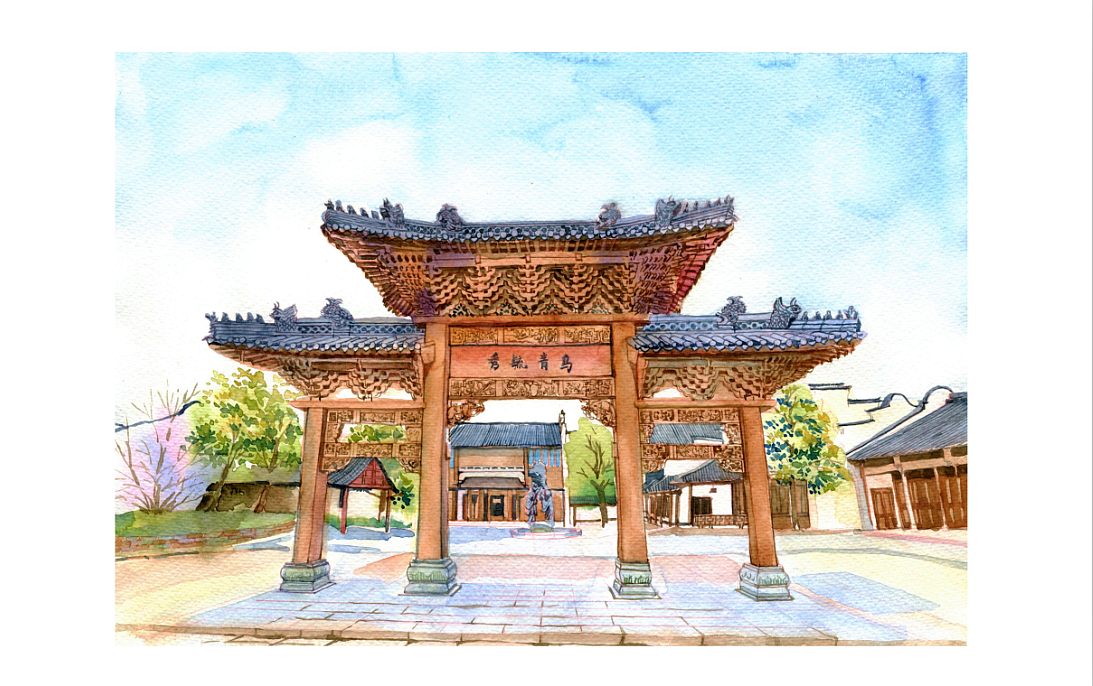 手绘城市系列——《浙江乌镇》（图ZMTYyMDgzNzY=） - 商业插画 - 站酷设计师阿骨AOKI原创素材 - 站酷ZCOOL