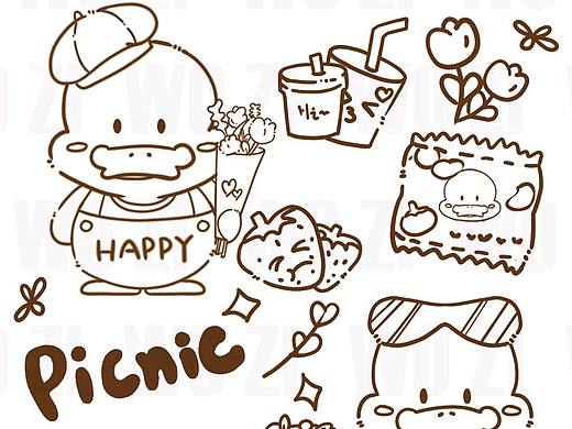 原创咕卡贴纸|卡通小鸭子