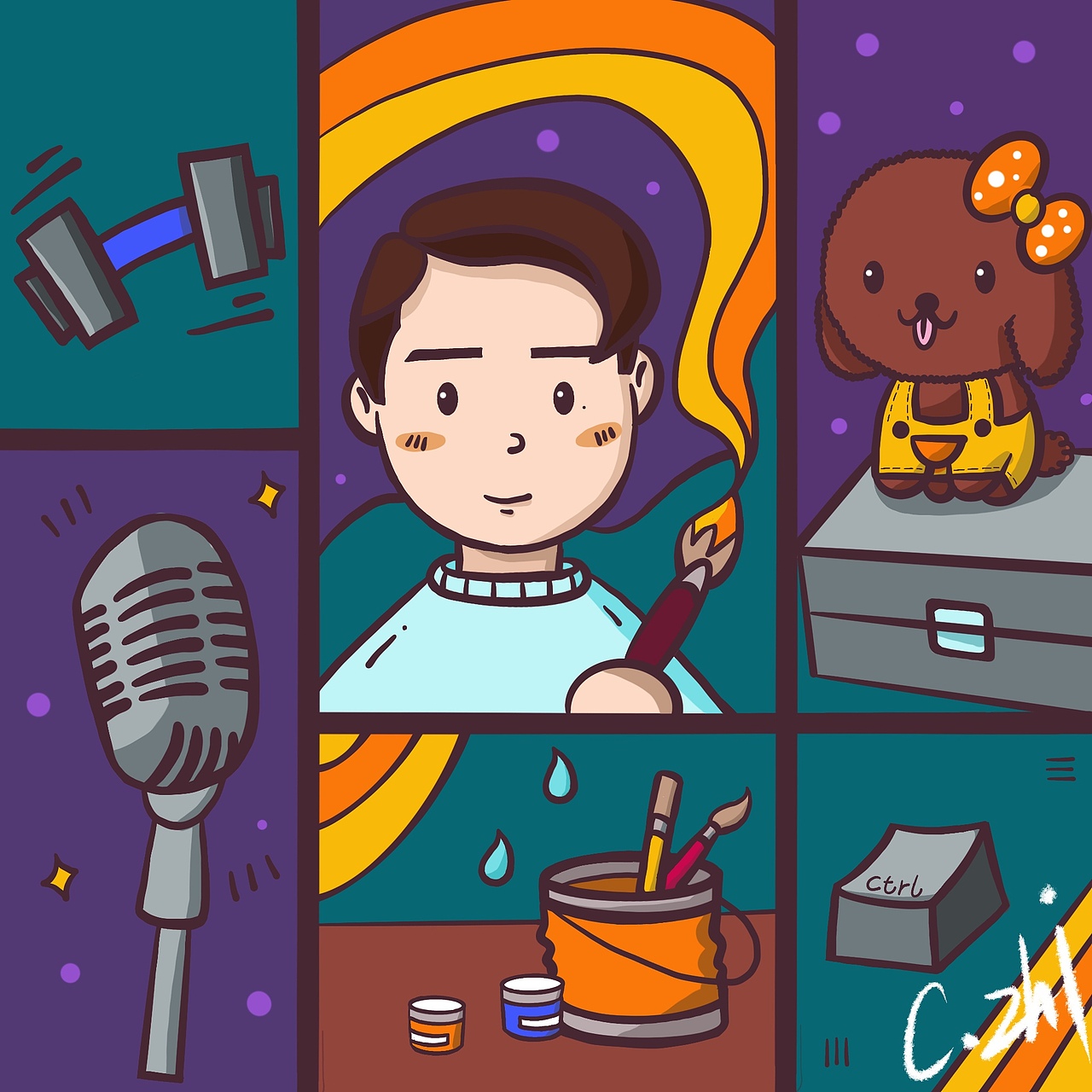 作品名：《菜大白的伙伴们》插画创作（图ZMTQwMTE5ODM2） - 创作习作 - 站酷设计师菜大白Caicai原创素材 - 站酷ZCOOL