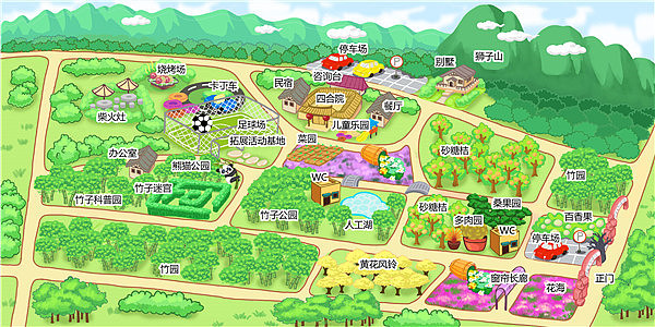 清远竹博园园区手绘地图