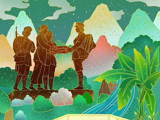 半条被子---插画