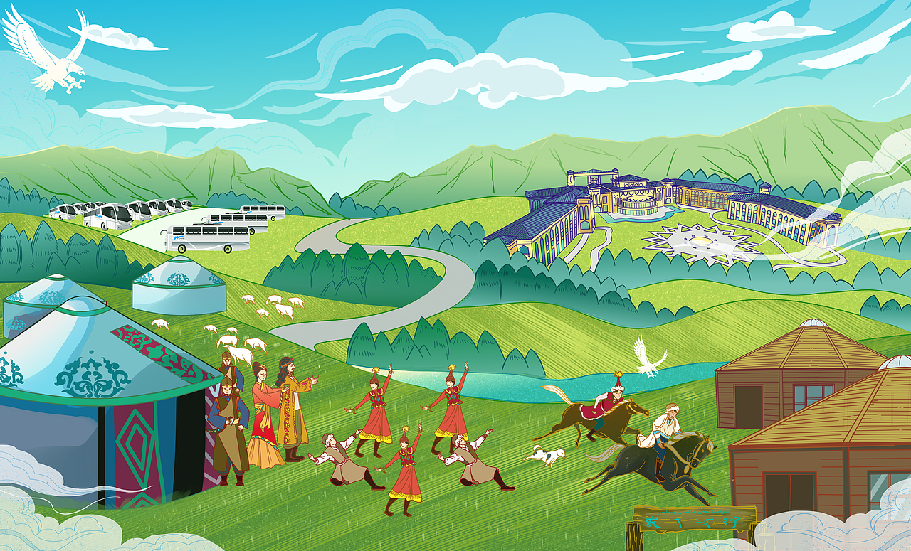 魅力新疆|插画|创作习作|程大牛牛牛_原创作品-站酷zcool