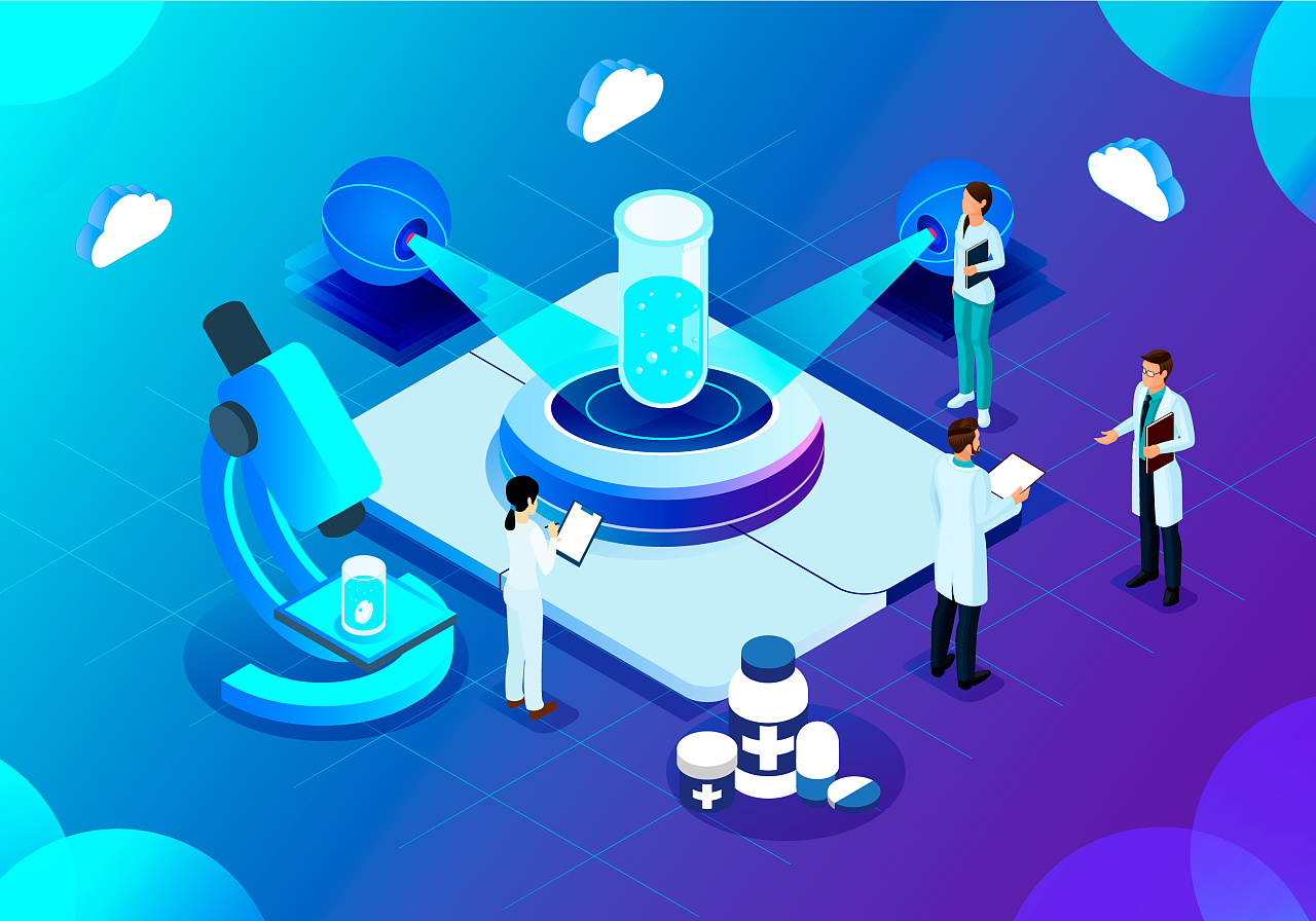 2.5d医疗医院插画