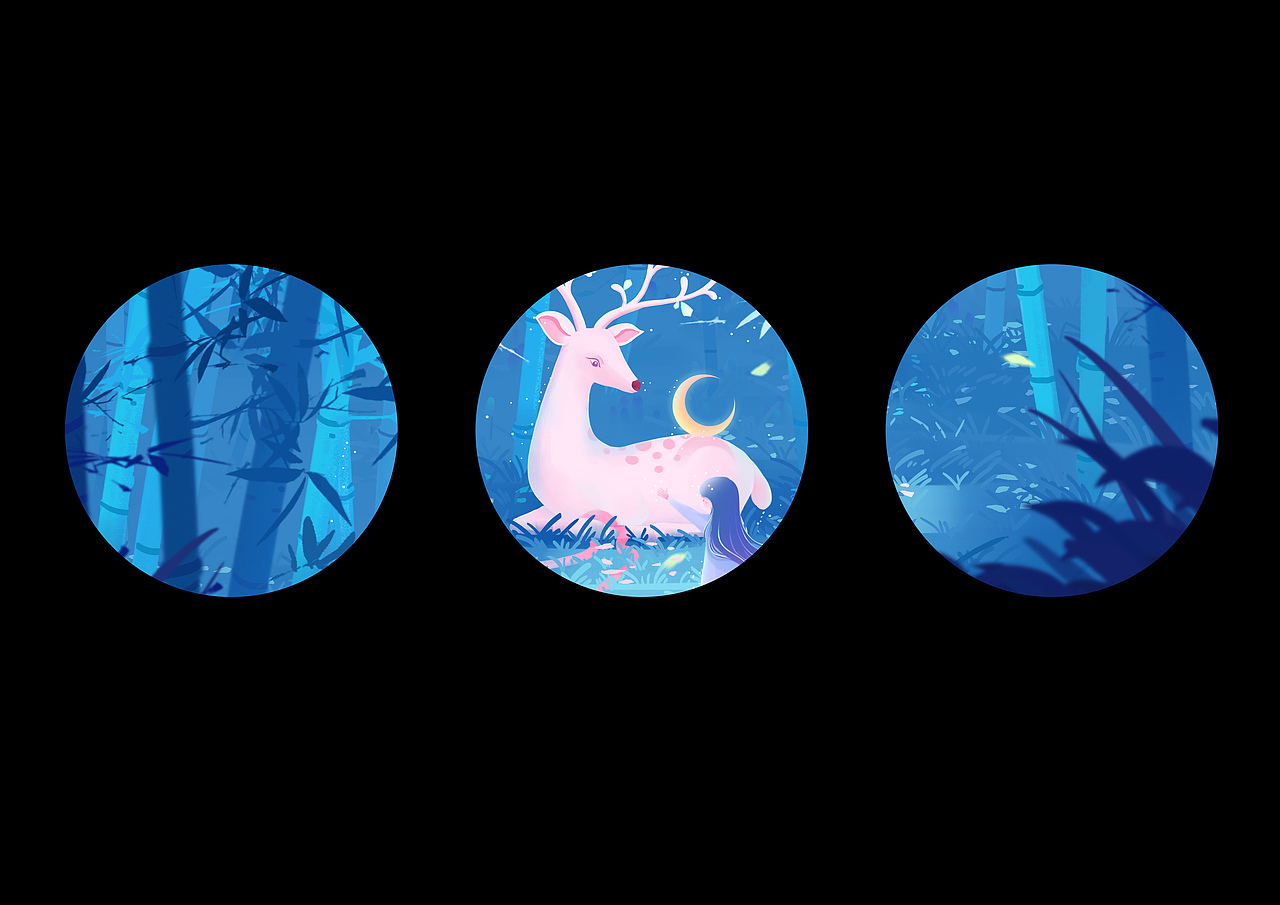 鹿与月亮的相遇（图ZMjg3NDk3MjMy） - 商业插画 - 站酷设计师首席懒神原创素材 - 站酷ZCOOL