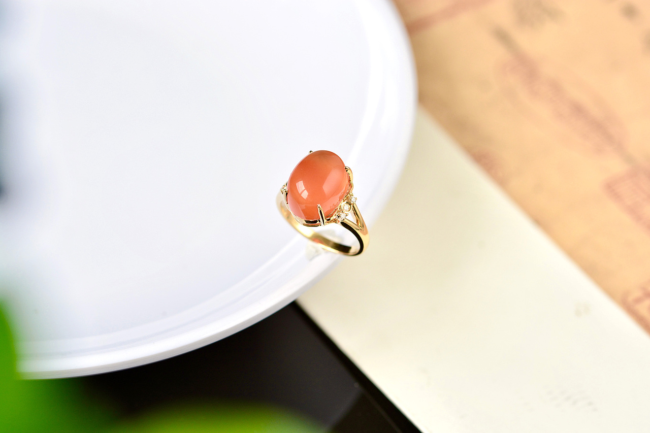 设计师作品|南红戒指两边钻