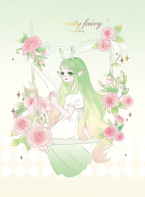 一组花精灵的插画