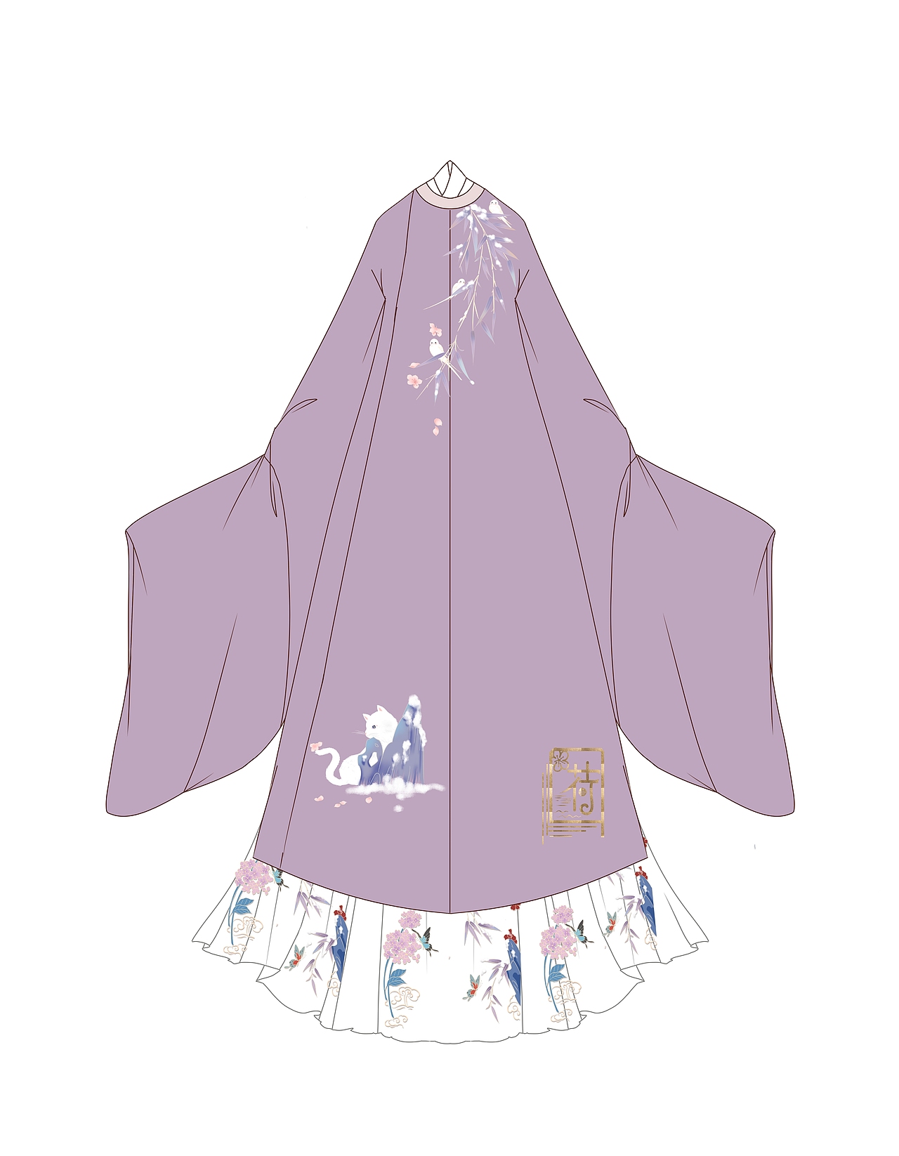 汉服设计,雪景喵喵鸟鸟