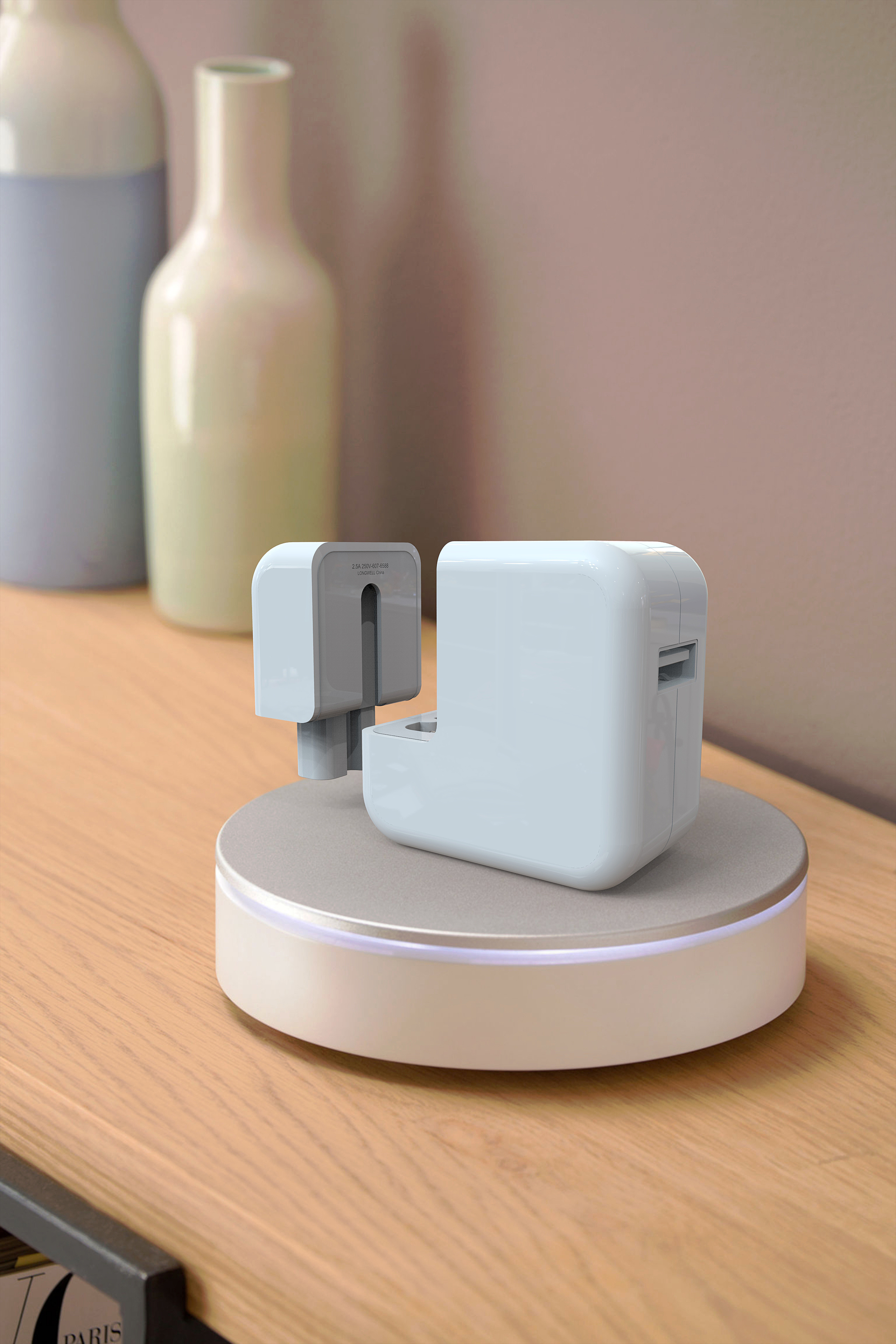 usb手机充电头建模渲染效果图