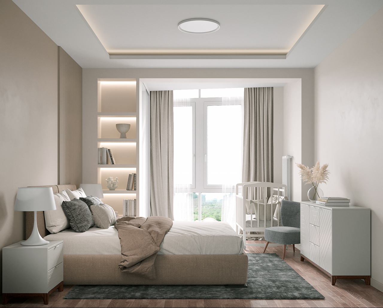 沈阳北轩装饰-迎宾社区60平线条衬托