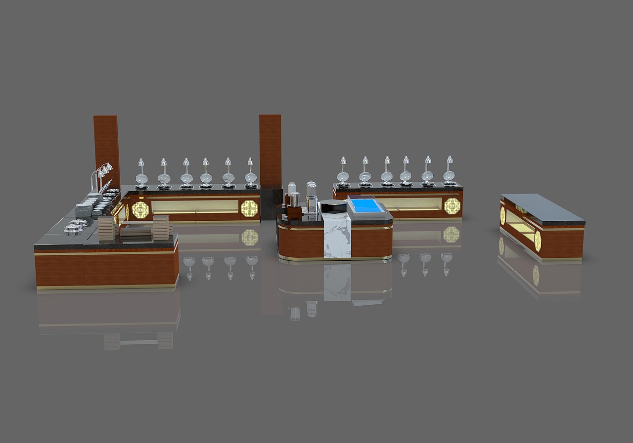 多功能大理石移动布菲车自助餐台设计定制