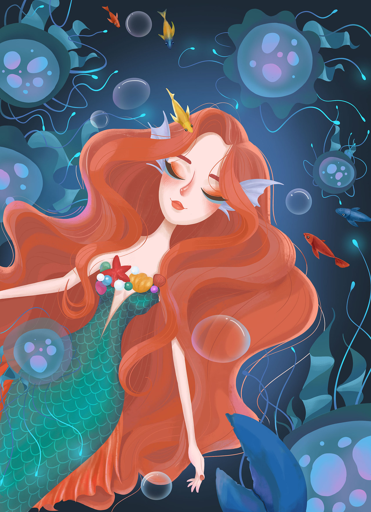 沉睡的美人鱼|插画|儿童插画|seven陌 - 原创作品 - 站酷 (zcool)