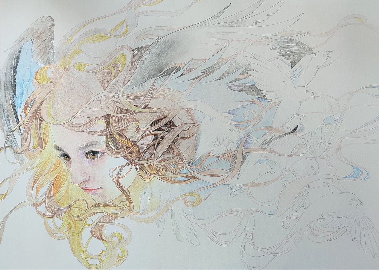 《飞鸟》（图ZMjc3NTM4ODMy） - 绘画 - 站酷设计师kekebaby原创素材 - 站酷ZCOOL