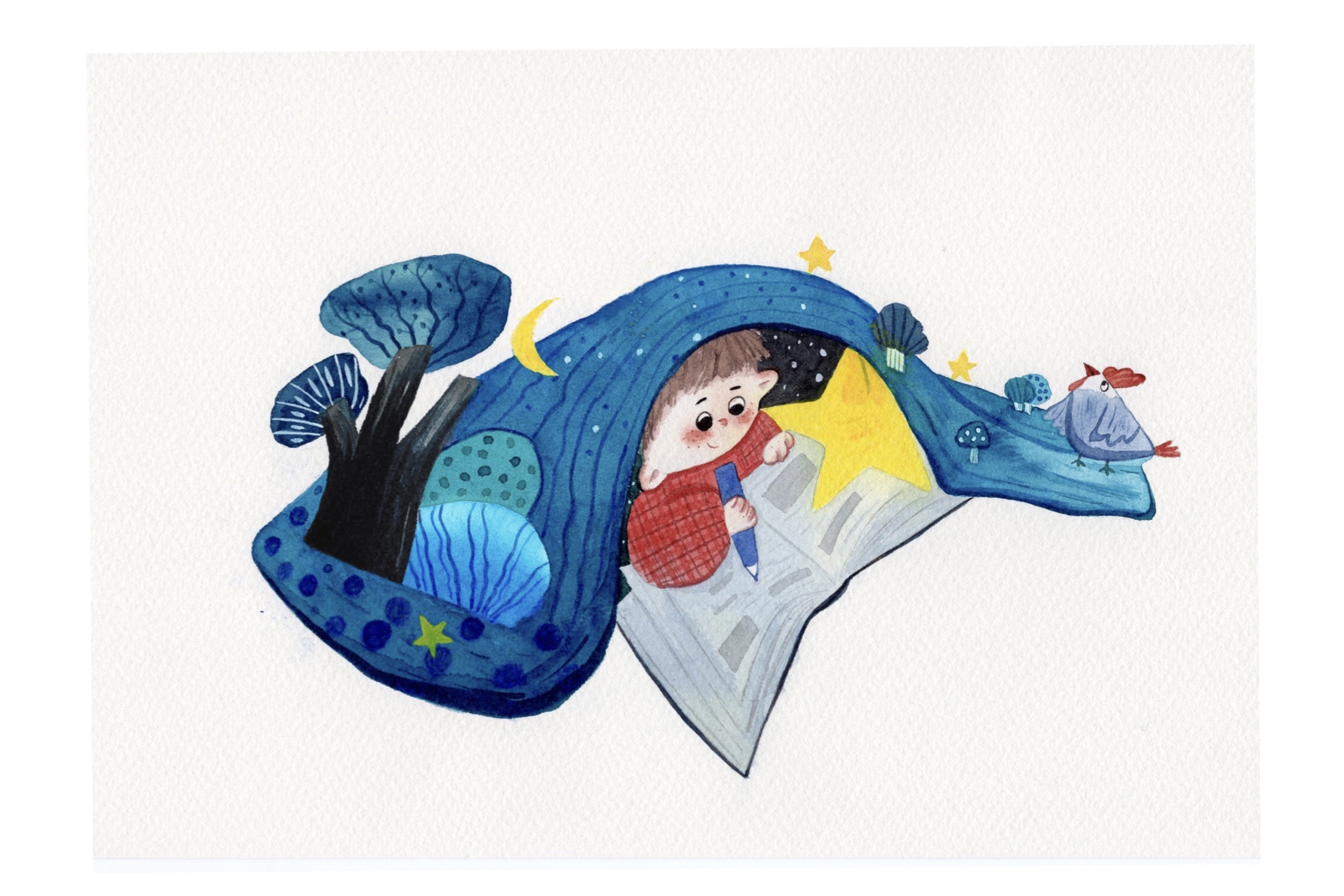 2019年篇-水彩小哥俩|插画|儿童插画|果咩咩爱儿插 - 原创作品 - 站酷