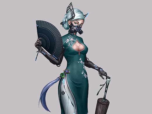 中国风 机械 赛博朋克 人设练习